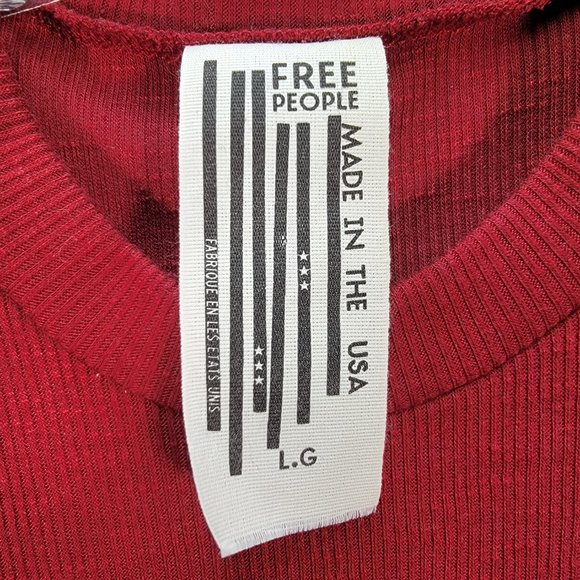 Free People Burgundy Ribbed Knit Boho Round Neck Racerback Flowy Tank Blouse - Picture 11 of 13